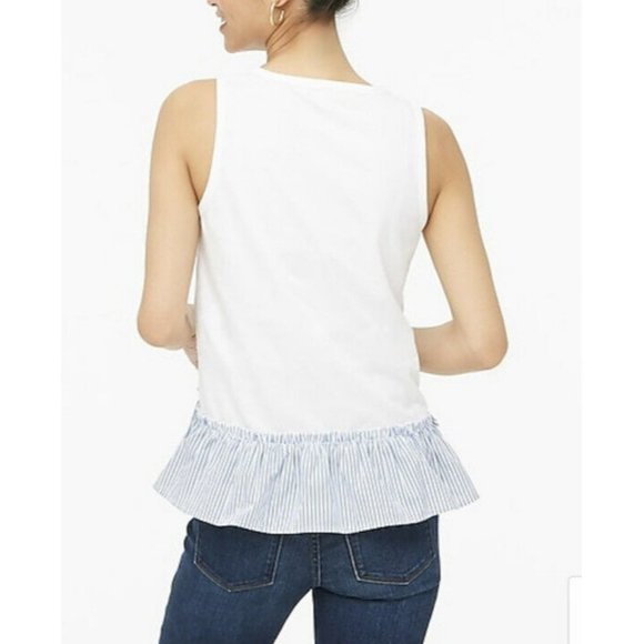 J Crew Factory Striped Peplum Tank Size Medium AN701 - Picture 2 of 3